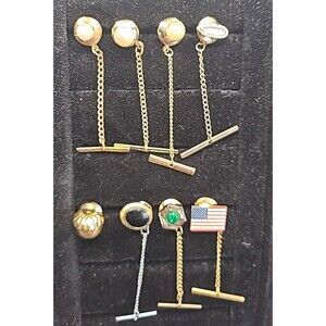 Vintage Lot Of  8 Men’s Tie Tack Pins Gold Tone / Silver Tone